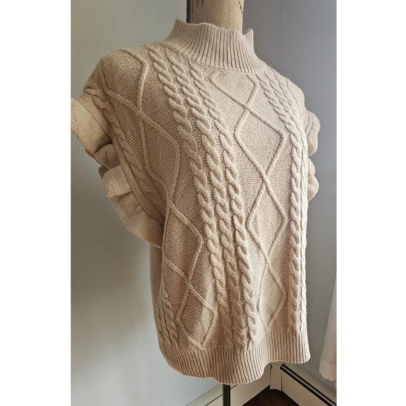 Pink Lily Cable Knit Sweater Vest, Ruffled sleeves, Sz M, Excellent cond. - Picture 2 of 13